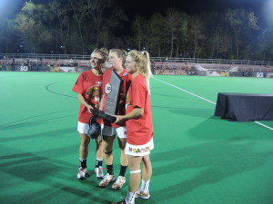 Terrapin Captains Receiving the Big Ten Trophy